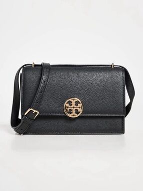 Tory Burch Black Miller Leather Crossbody with Gold logo